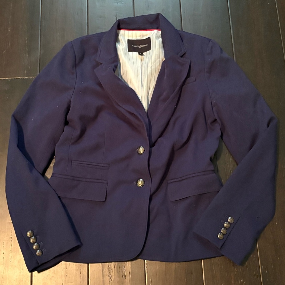 Banana Republic Deep Blue Blazer with Silver Buttons
